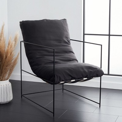 Portland Black Iron Frame Pillow Top Accent Chair