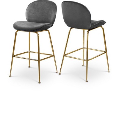 Meridian Furniture,Paris Grey Velvet Stool, Set of 2