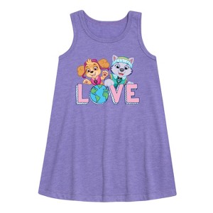 Girls' - Paw Patrol - Love Earth Graphic Sleeveless Aline Dress - 1 of 4