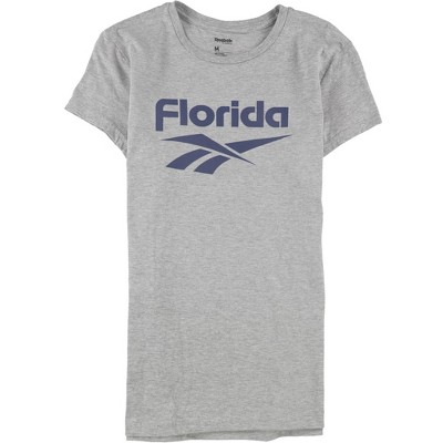 Reebok Womens Florida Linear Logo Graphic T-Shirt, Grey, Medium