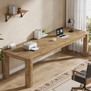 Lantine Two Person Desk, 79-Inch Long Desk for Home Office, Double Computer Table Large Writing Workstation for Office, Wood Color - 1 of 4