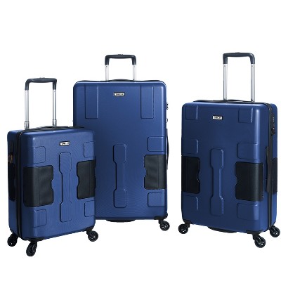 TACH V3 Hard Shell Rolling Travel Suitcase Luggage Bags w/ Spinner Wheels, TSA Approved Lock, & Storage Pouches, 3 Piece Set, Midnight Blue