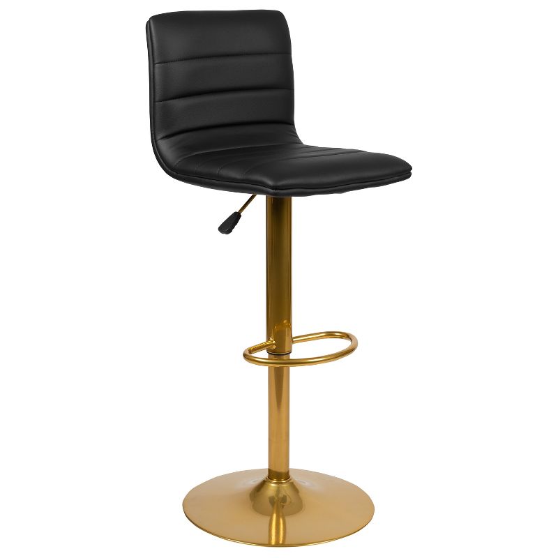 Merrick Lane Set of 2 Contemporary Height Adjustable Swivel Stools with Back and Pedestal Base with Footrest, 5 of 17