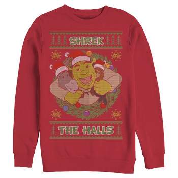 Men's Shrek Ugly Christmas Deck the Halls Sweatshirt