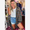 Amaryllis Women’s Button Front Collared Long Sleeve Plaid Shirt with Chest Pocket Relaxed Fit Soft - 3 of 4