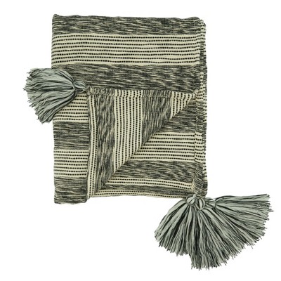Black & White Striped Cotton Throw Blanket, 50 x 60 in