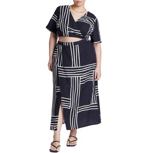ELOQUII Women's Plus Size Wrapover Printed Skirt - 1 of 4