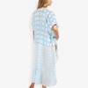 Anna-Kaci Swim Women's Sheer Striped Duster Cover-Up With Ruffled Hem And Open Front- One Size Fits Most, Blue - 2 of 4