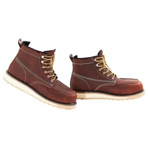 VEVOR Steel Toe Work Boots, Waterproof Moc Toe Work Boots for Men, Slip-Resistant Work Boot, Lightweight and Breathable, Brown - 1 of 4