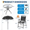 6 Pieces Outdoor Dining Set With Umbrella, Patio Table and 4 Folding Chairs With Umbrella, Garden Patio Furniture Set With Umbrellas, Tempered Glass - 2 of 4
