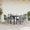 vidaXL Patio Dining Set with Cushions Garden Table and Chairs Poly Rattan Glass - Gray 31.5" x 31.5" x 29.1" 4 Items - 3 of 4
