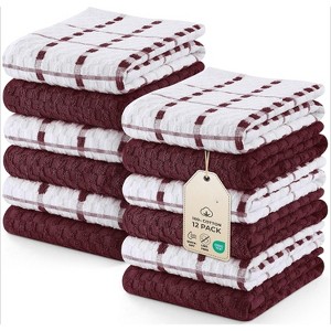 12-Pack Kitchen Towels, Ring Spun Cotton Super Soft and Absorbent Linen Dish and Tea Towels, 15x25 Inches - 1 of 4