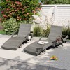 Whisen 80'' Outdoor Chaise Lounge Chairs Set of 2, Patio Ergonomic Wave Design Recliners with Pull-out Side Table and Adjustable Backrest - 2 of 4
