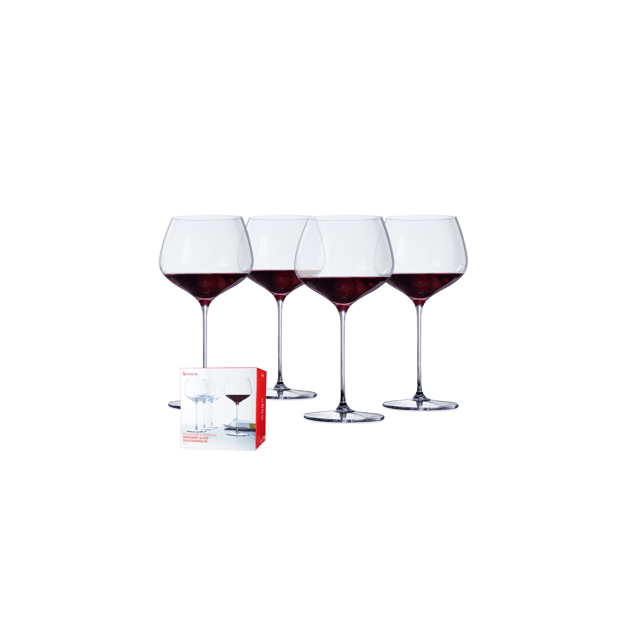 Spiegelau Willsberger Burgundy Glasses, 25.6oz Crystal Red Wine Glasses for Birthday, Wedding, Anniversary, Dinner Party, Home Bar Glassware, Set of 4