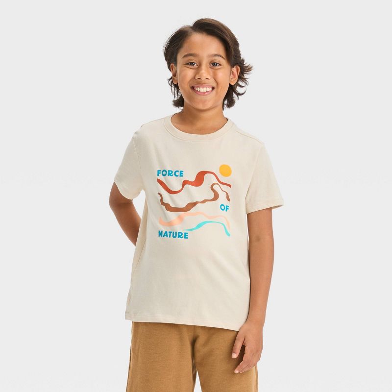 Boys' Short Sleeve 'Force Of Nature' Graphic T-Shirt - Cat & Jack™ Cream, 1 of 5
