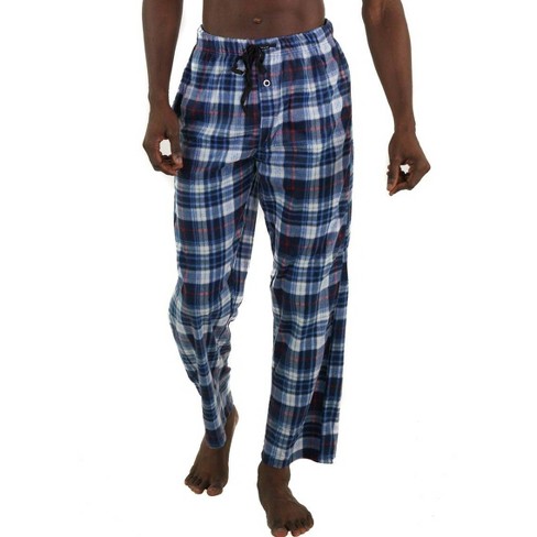 Members Only Men's Fleece Sleep Pant with Two Side Pockets - Multi Colored  Loungewear, Relaxed Fit Pajama Pants for Men, LT Blue Plaid XL