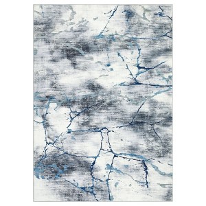 Abstract Modern Washable Low Pile Area Rug with Rubber Backing Foldable Stain Resistant Carpet for Bedroom Living Room - 1 of 4