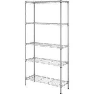 Lorell Light-Duty Wire Shelving - 5 Tier(s) - 72" x 36"  x 14"Floor - Epoxy - Silver - Plastic, Metal, Steel - 1 Each - 1 of 2