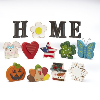 Lakeside 13-Piece Home Tabletop Decoration with Interchangeable Holiday Icons