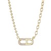 Adornia 14k Gold Plated Mixed Chain CZ Sideways Pendant Necklace - 4 of 4