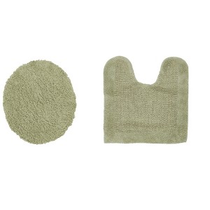Edge Bath Rug 100% Premium Cotton Ultra-soft Water Absorbent Tufted Solid Reversible 2 Piece Bathroom Rug Set For Machine Washable Bathmat - 1 of 4
