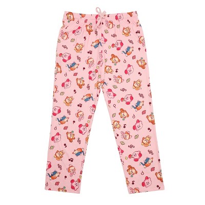 Kirby Pink Adult Womens Sleep Pants - Cozy Nightwear for Gamers- XL