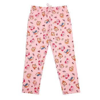 Kirby Floating Character Men's Black Sleep Pajama Pants-XL 