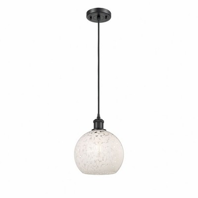 White Mouchette - 1 Light Cord Hung Mini Pendant In Modern Style-10 Inches Tall and 8 Inches Wide