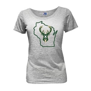 NBA Milwaukee Bucks Women's Short Sleeve Burnout Scoop T-Shirt - 1 of 4