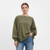Women's Slouchy Crewneck Sweatshirt - Stretch Polyester Blend with Side Slit Details Cherie Code - 3 of 4