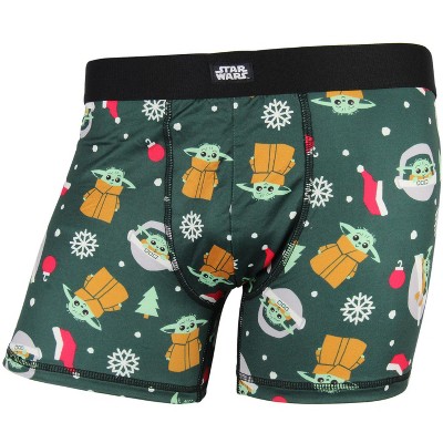 Seven Times Six Star Wars The Mandalorian Men's Grogu Baby Yoda Christmas Boxer Briefs Green