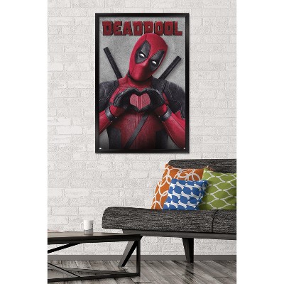 Trends International Marvel Deadpool Legacy - Heart Framed Wall Poster Prints Black Framed Version 22.375" x 34"
