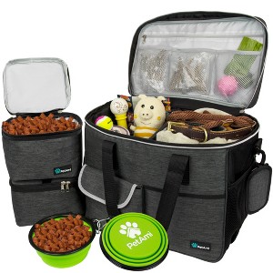 PetAmi Dog Travel Bag, Pet Supplies Organizer with Pockets, Food Container Collapsible Bowls, Gift Accessories Weekend Camping - 1 of 4