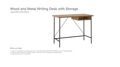 Wood And Metal Desk With Shelves Natural - Room Essentials™ : Target