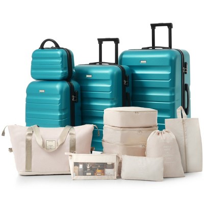 8 Piece Lightweight Spinner Luggage Set with Duffel and Packing Cubes for Travel and Business 12/20/24/28 Inch - Cuddlewood