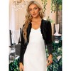 INSPIRE CHIC Women's Cocktail Party Open Front Long Sleeve Cropped Velvet Shrug Cardigan - 2 of 4