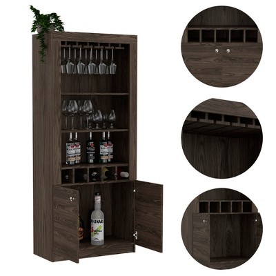Dakota Sleek Black Particle Board Double Door Bar Cabinet