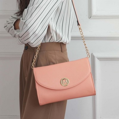 MKF Collection Crossbody Bag Envelope Structured Chain Link Vegan Leather, Candra | MKF Collection by Mia K - Brown — фото 3