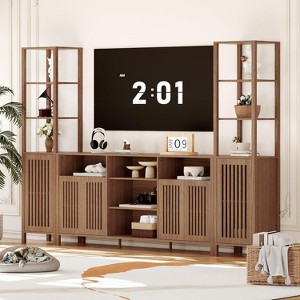 Farmhouse Entertainment Center for 70" TVs, 3-Piece Modular TV Console, Large TV Stand with Bookshelves, Engineered Wood for Living Room Bedroom - 1 of 4