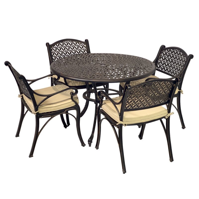 Kinger Home 5-Piece Outdoor Patio Dining Set for 4, Cast Aluminum Patio Furniture Table And Chairs with Cushions, 1 of 12
