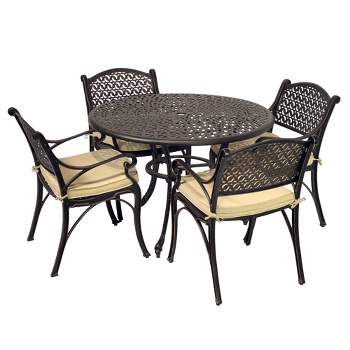 Kinger Home 5-Piece Outdoor Patio Dining Set for 4, Cast Aluminum Patio Furniture Table And Chairs with Cushions