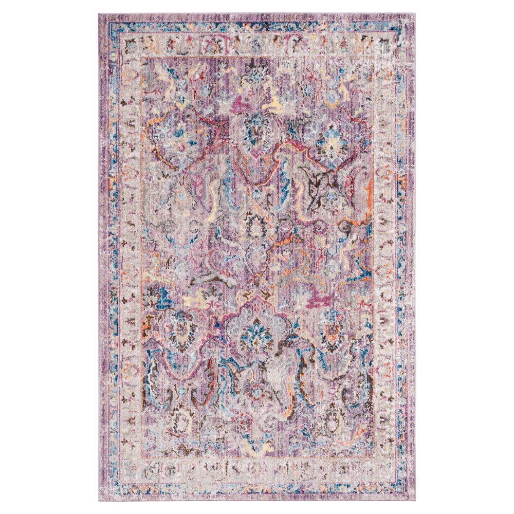 Lavender/Light Gray Floral Loomed Accent Rug 3'x5'