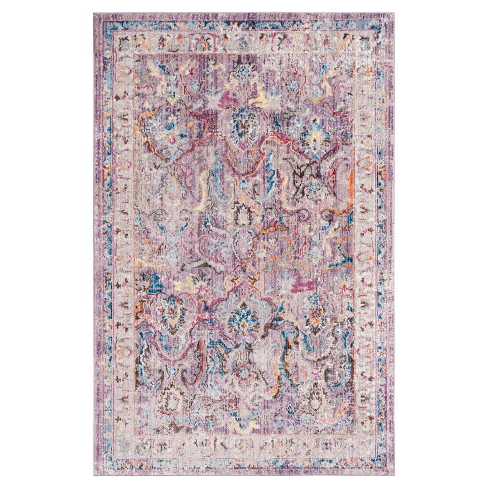 Lavender/Light Gray Floral Loomed Accent Rug 3'x5' - Safavieh