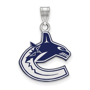 Black Bow Jewelry Sterling Silver Vancouver Canucks NHL Large Pendant - 1 of 3