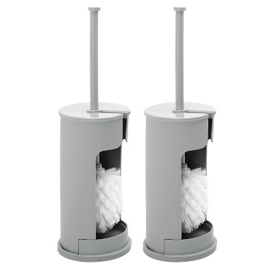 2pk Smart Toilet Bowl Brush Bundle with Regular Heads Silver - Zenna Home