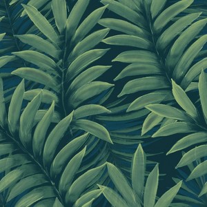 Tempaper & Co. Palm Leaves Removable Peel and Stick Wallpaper, Moody Green, 28 sq. ft.: Vinyl Self-Adhesive Botanical Decor - 1 of 4