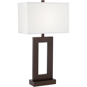 360 Lighting Marshall Modern Table Lamp 30 1/4" Tall Bronze Metal with USB Dimmer Cord White Rectangular Shade for Bedroom Living Room Bedside Home - 1 of 4