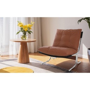 CAVINAS Modern Leather Arm Chair,High Back Accent Chair with Metal Legs,Comfy Living Room,Office Sitting Chair,Chairs for Bedroom,Dining,Home - 1 of 4