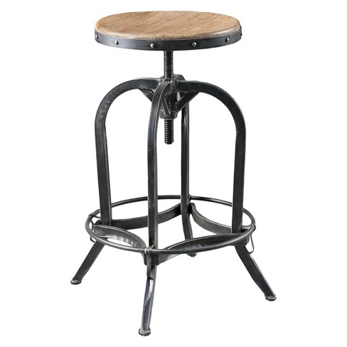 Farmdale Industrial Adjustable Swivel Barstool Natural Antique Black ...