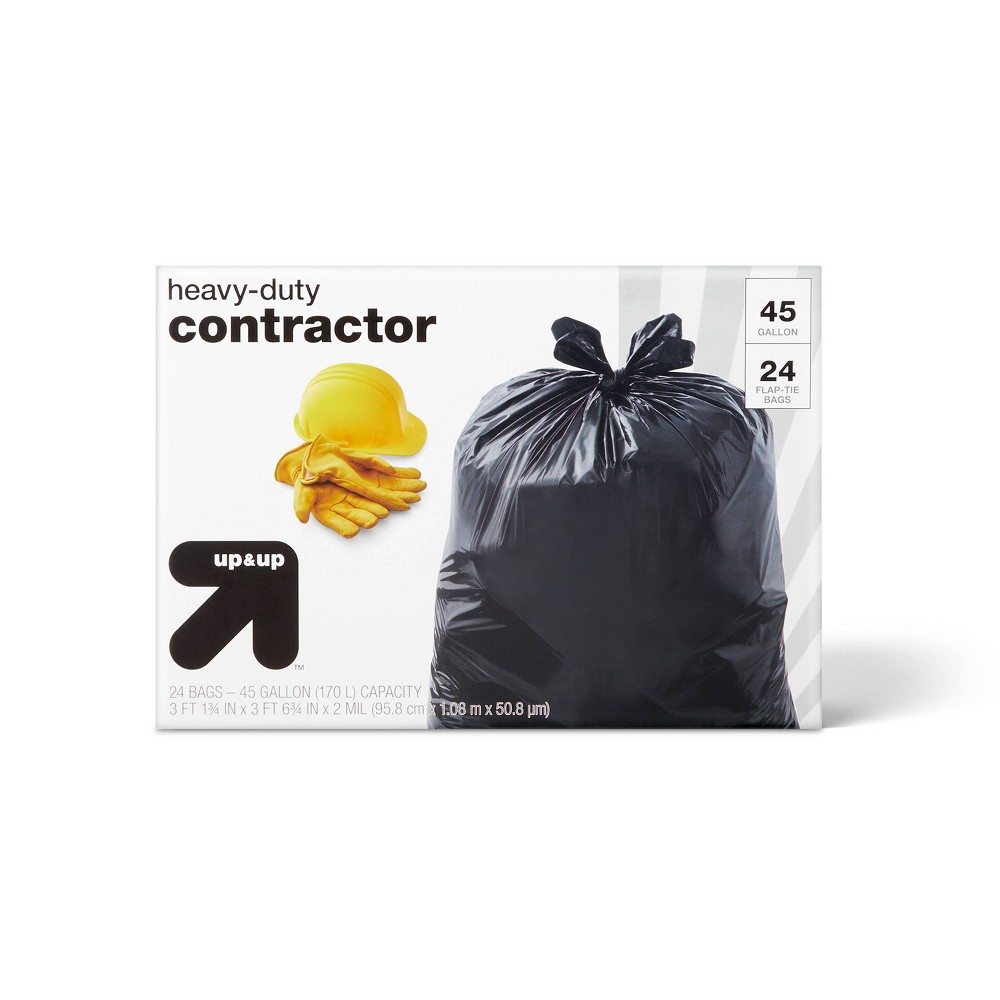 Heavy-Duty Contractor Trash Bags 45 Gallon - 24ct - up & up